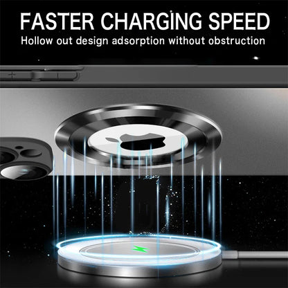 Tempered Glass Matte MagSafe Case — Shockproof Magnetic Wireless Charging Cover for iPhone 14–16 Pro Max