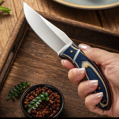 7.5-Inch Multi-Purpose Knife – Stainless Steel with Color Wood Handle – Ideal for Home Kitchen, Outdoor Camping, and Barbecue