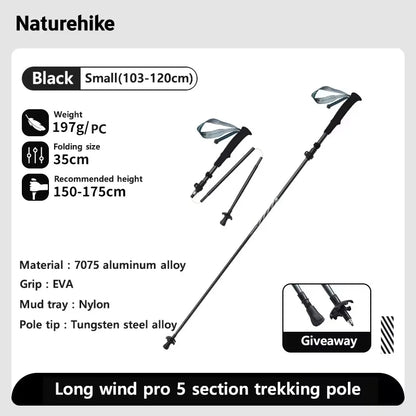 Naturehike Lightweight Trekking Poles – Carbon Fiber & Aluminum Alloy Folding Walking Sticks for Hiking & Climbing