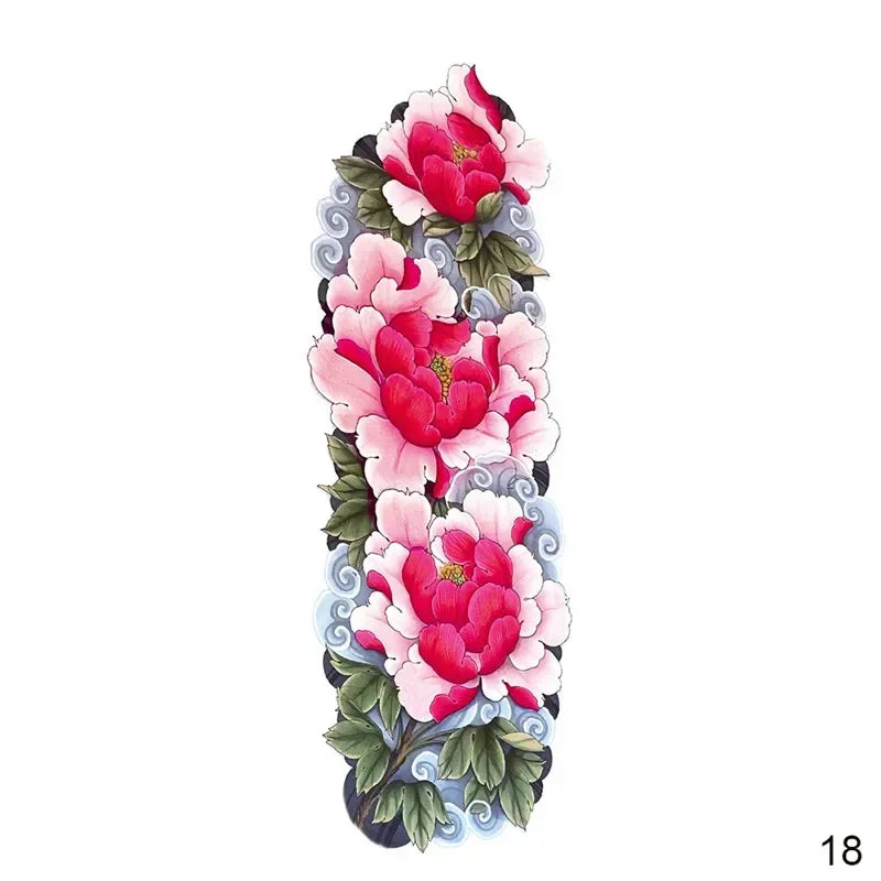 16 Designs Full Arm Temporary Tattoo Sleeves - Waterproof Body Art Stickers for Men & Women Fashion Style