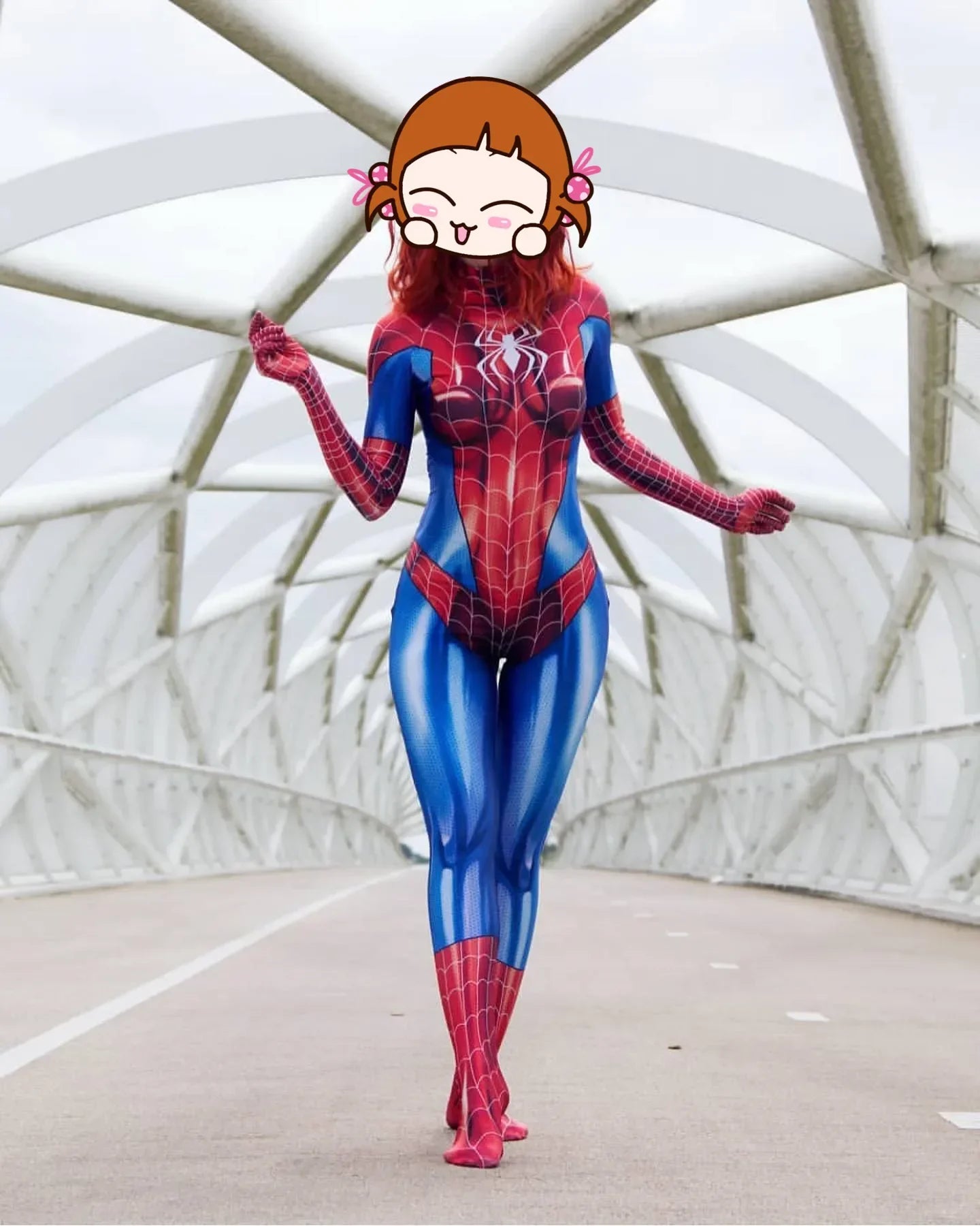 Adults Halloween MJ Spiderman Cosplay Costume — Female Mary Jane Watson Zentai Bodysuit Jumpsuit for Party