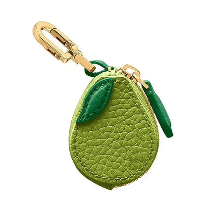 Cute Fruit-Shaped Leather Coin Purse – Mini Zipper Wallet & Earphone Bag Keychain Pendant for Women & Girls Gift