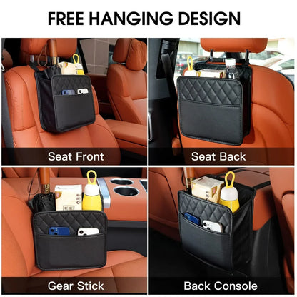 2024 Multi-Functional Car Seat Storage Bag – Leather Garbage & Storage Bag, Portable Trash Can for Most Car Models