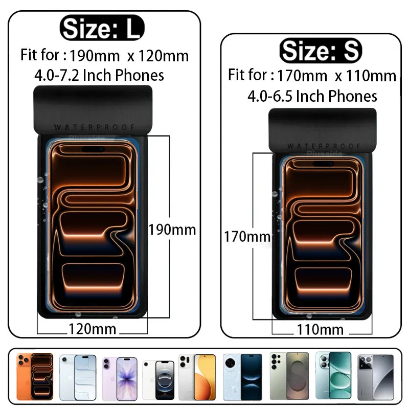IPX8 Universal Waterproof Phone Pouch – Dry Bag Case for iPhone 16/17 Pro Max, Xiaomi, Samsung