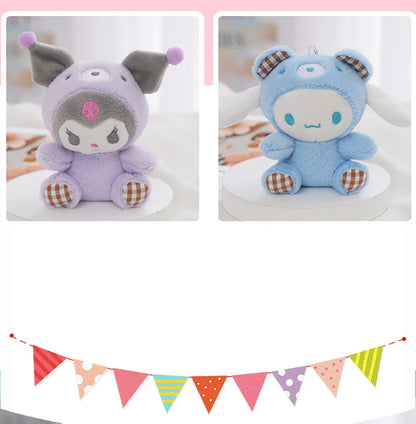 Sanrio Kawaii Plush Keychain — Hello Kitty, My Melody, Kuromi & Cinnamoroll Stuffed Cartoon Doll Pendant for Backpack Decoration