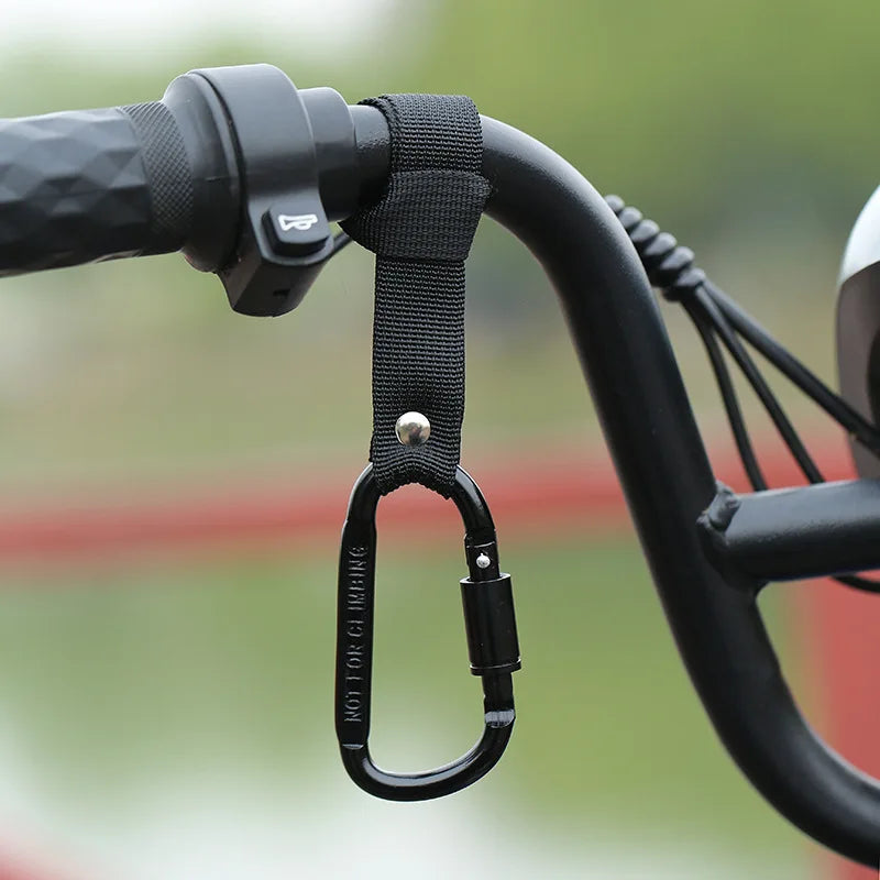 Black Aluminum Alloy Front Handlebar Hook – No-Drill Clip for Motorcycle, Electric Scooter & Bicycle
