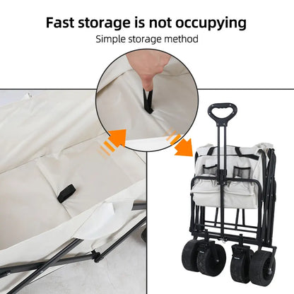 500lbs Heavy Duty Foldable Wagon — Portable Outdoor Utility Cart, Collapsible Shopping, Beach & Garden Pull Trolley