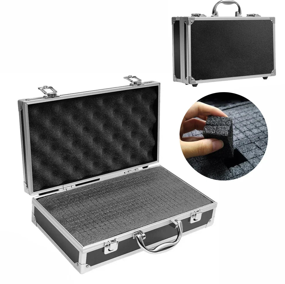 Aluminum Tool Box — Portable Storage Case with Sponge Lining, Handheld Impact-Resistant Toolbox 30x17x8cm