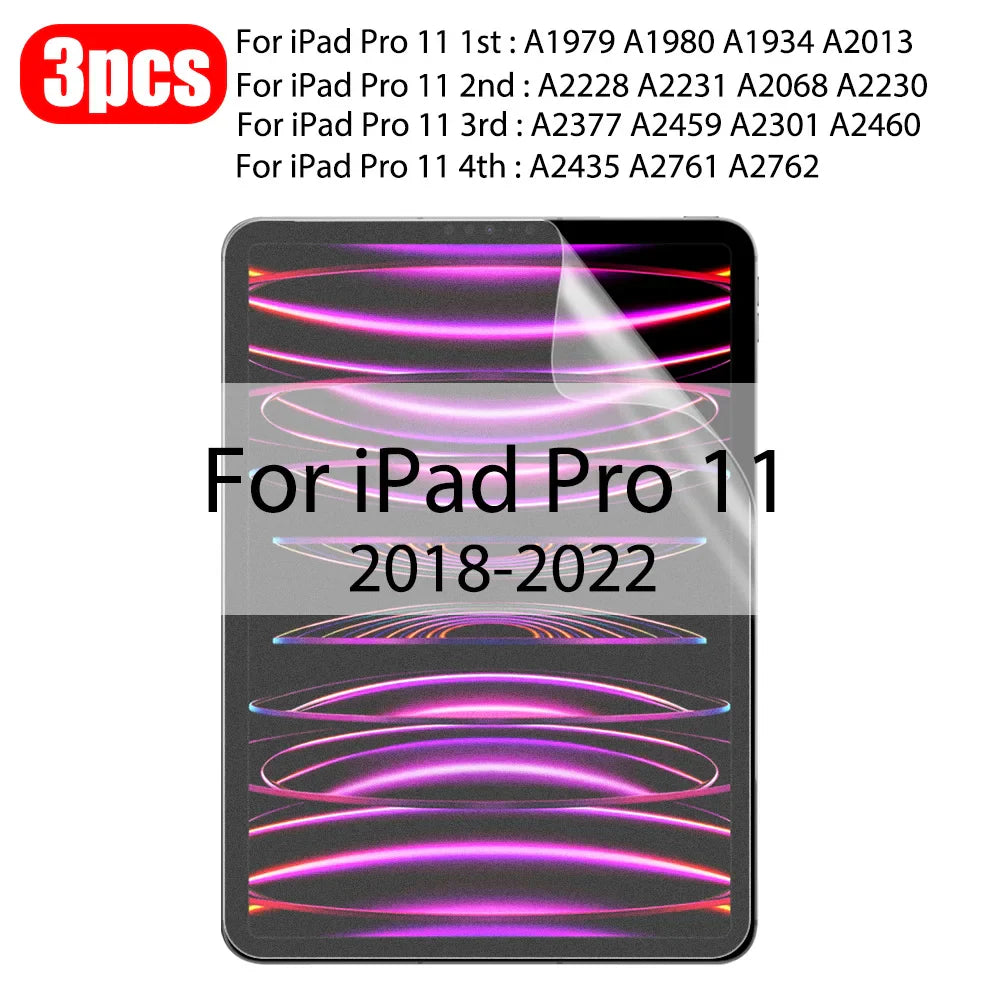 3Pcs Paper-Like Screen Protector for iPad Air & Pro – Compatible with 6th to 10th Gen (11", 12.9", 10.5")