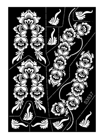 Reusable Henna Stencil Templates for Hand & Body – Floral Tattoo Stencils for Women, Weddings & Festivals Body Art Makeup Tools
