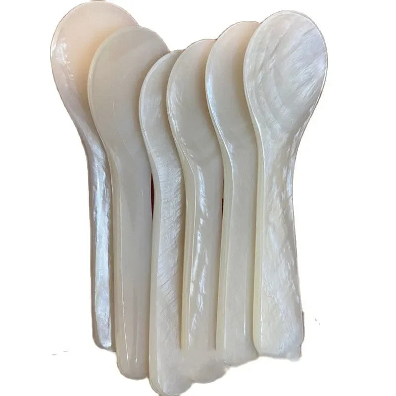 Mother of Pearl Shell Spoon 9-13CM — Natural Seashell Stirring Spoon for Coffee & Desserts