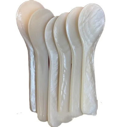 Mother of Pearl Shell Spoon 9-13CM — Natural Seashell Stirring Spoon for Coffee & Desserts