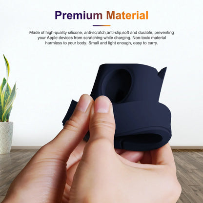 New Upgraded 2-in-1 Silicone Stand: Charging Base for Apple Watch, iPhone, and AirPods - Convenient Night Dock for iWatch