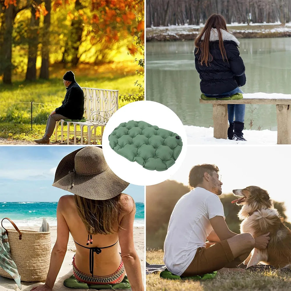 Inflatable Seat Cushion 36x28cm Portable Outdoor Camping Hiking Travel Chair Pad Lightweight Comfortable Inflatable Sitting Mat