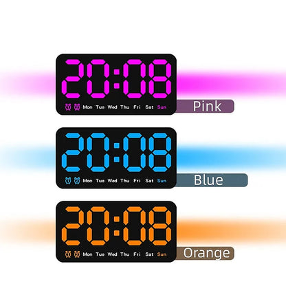 Voice Control Large Digital Wall Clock – LED Display with Temperature, Date, Week, DST, Snooze, Dual Alarm, 12/24H, Wall-Mounted or Table Use