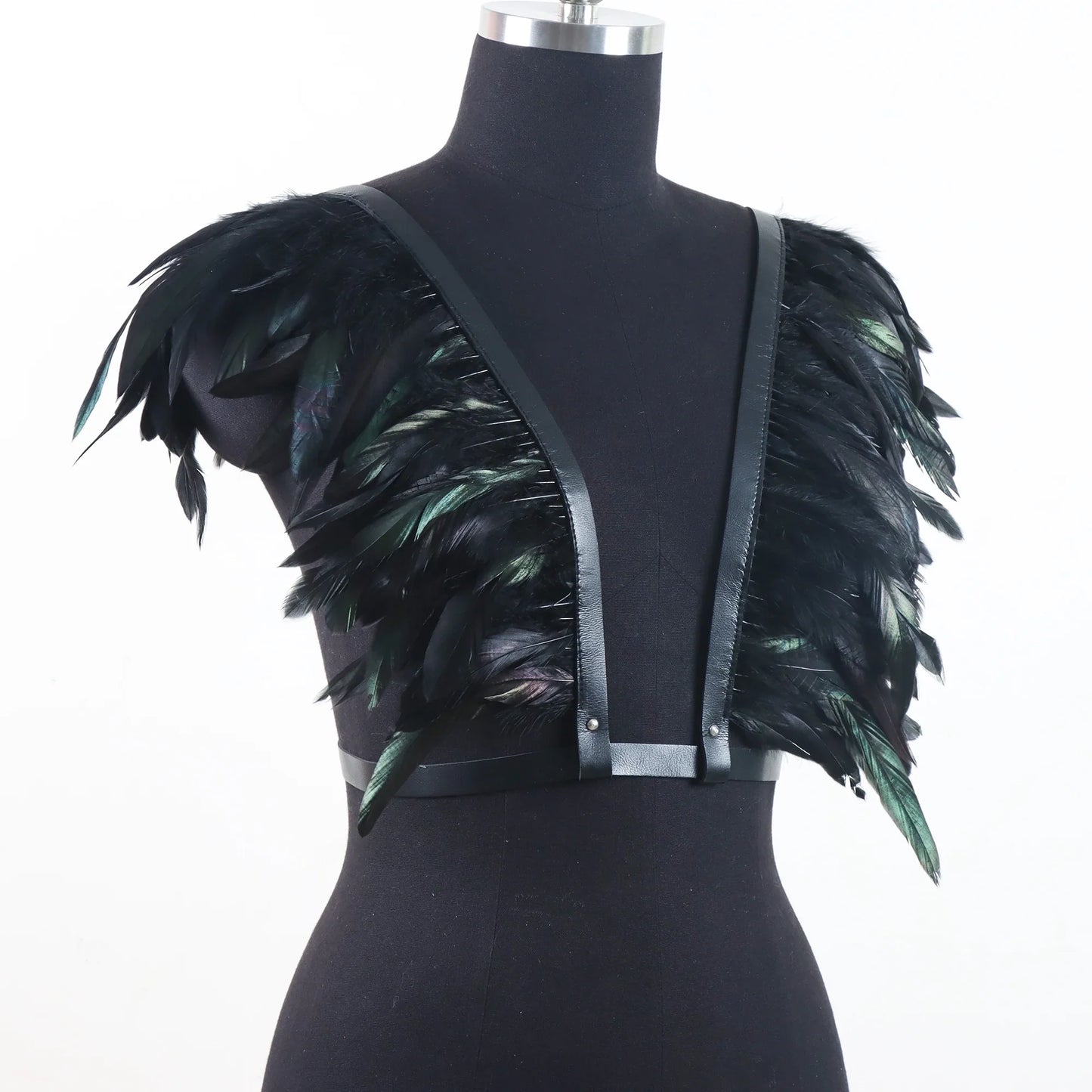 Vintage Medieval Feather Belt Shawl Cloak – Renaissance Halloween Cosplay Shoulder Feather Costume Accessory