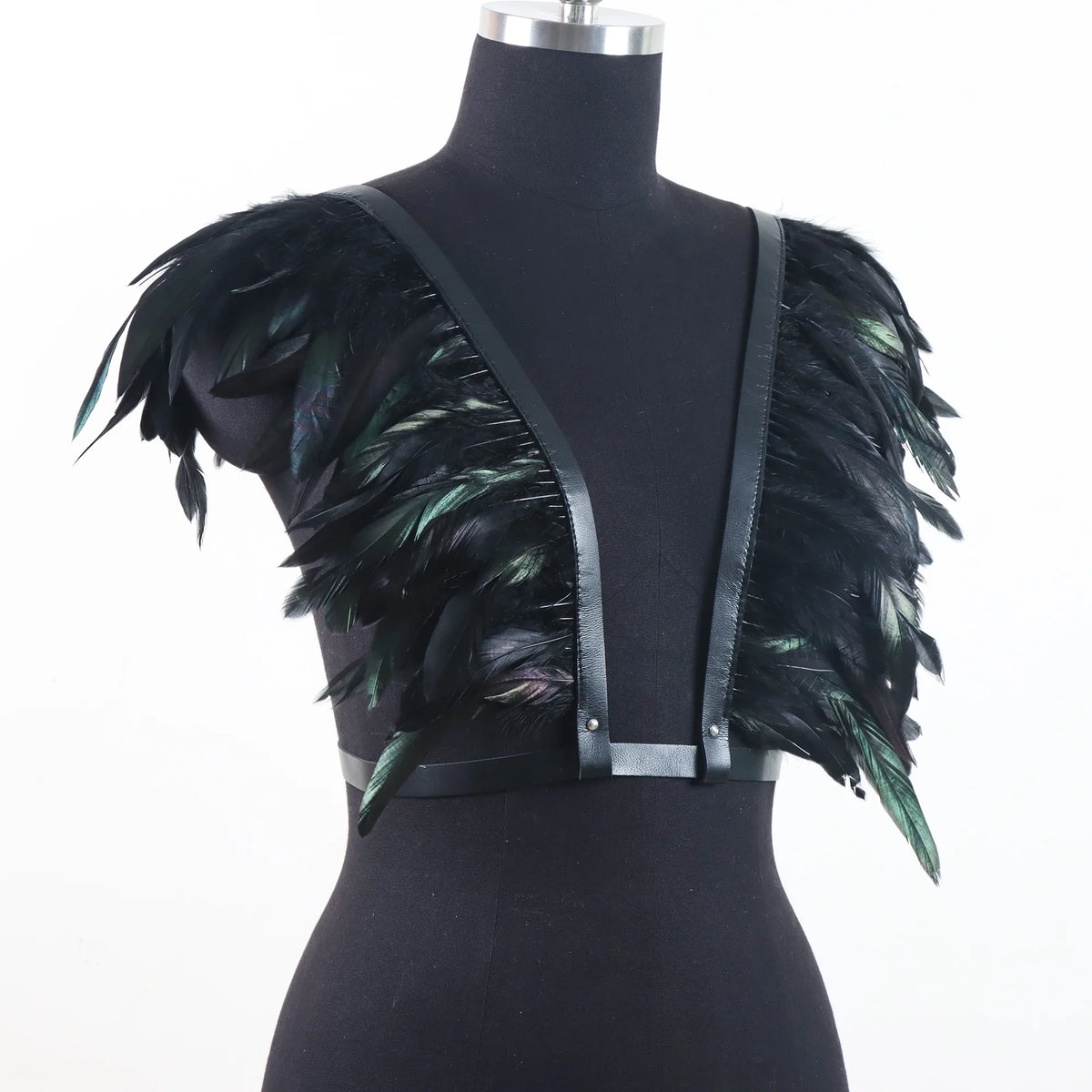 Vintage Medieval Feather Belt Shawl Cloak – Renaissance Halloween Cosplay Shoulder Feather Costume Accessory