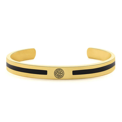 Men's Enamel Bangle - Viking Logo Cuff Bracelet, Stainless Steel Minimalist Bangle for Gentlemen