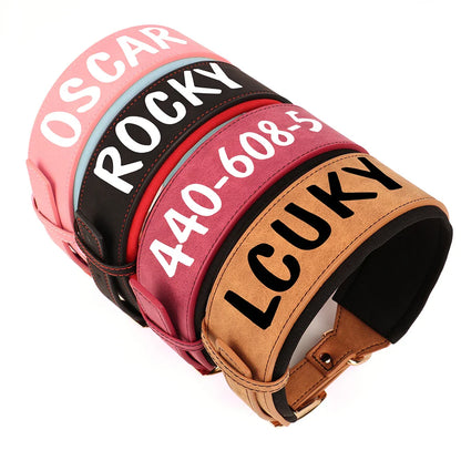 Wide Personalized PU Leather Dog Collar – Custom Tag Soft Pet Collar for Small, Medium & Large Dogs, Pitbulls & Bulldogs