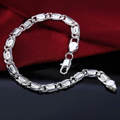 Hot Sale 925 Sterling Silver Solid Chain Bracelet — Charm Fashion Jewelry for Women & Men, Party, Wedding Gift