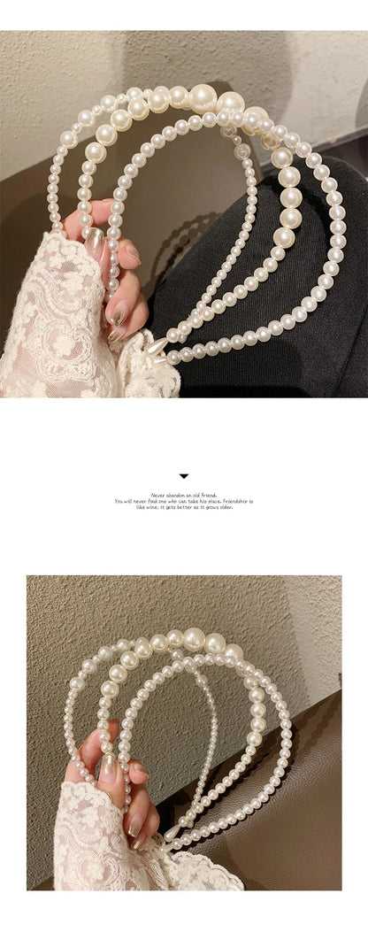 Fashion White Faux Pearl Hair Hoop – Elegant Full Pearl Bridal Headband, Wedding Hair Accessories for Women & Girls
