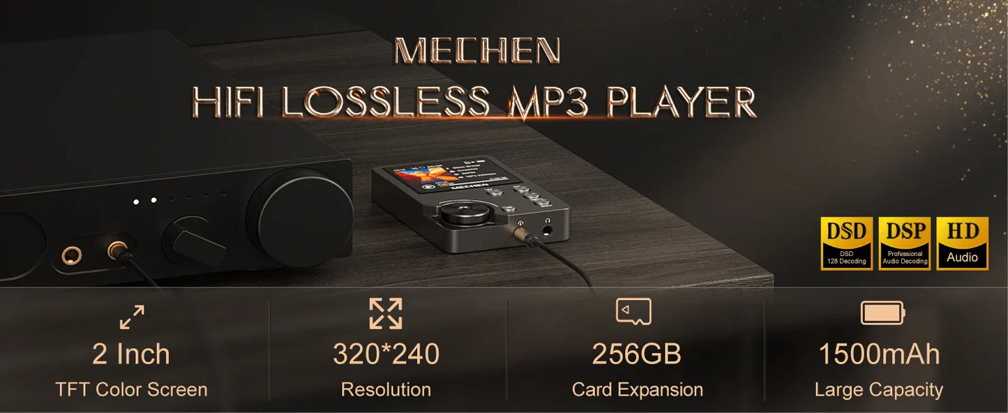 MECHEN M30 Lossless MP3 Player - HiFi Sound, 64GB Memory Card, Expandable Up to 256GB