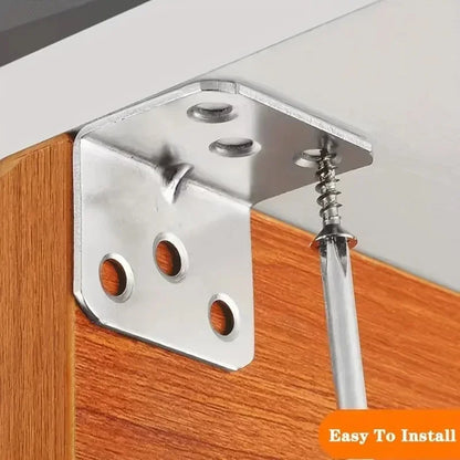 50/10PCS Universal Stainless Steel Corner Bracket | 90 Degree Right Angle Fixed Bracket for Wood Furniture, Bedframe, Cabinet Accessories