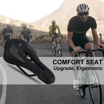 WEST BIKING Ultralight Road Bike Saddle | MTB Short Nose Bicycle Seat | PU Leather Hollow Prostatic Saddle | Bicycle Parts