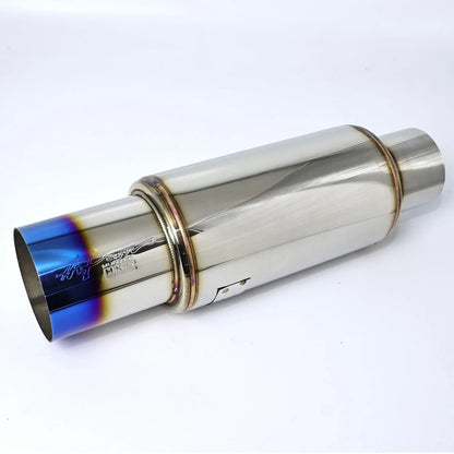 Universal Stainless Steel Straight Drum Muffler Tailpipe - 2, 2.5 & 3 Inch Inlet, 3.5 Inch Outlet Car Exhaust
