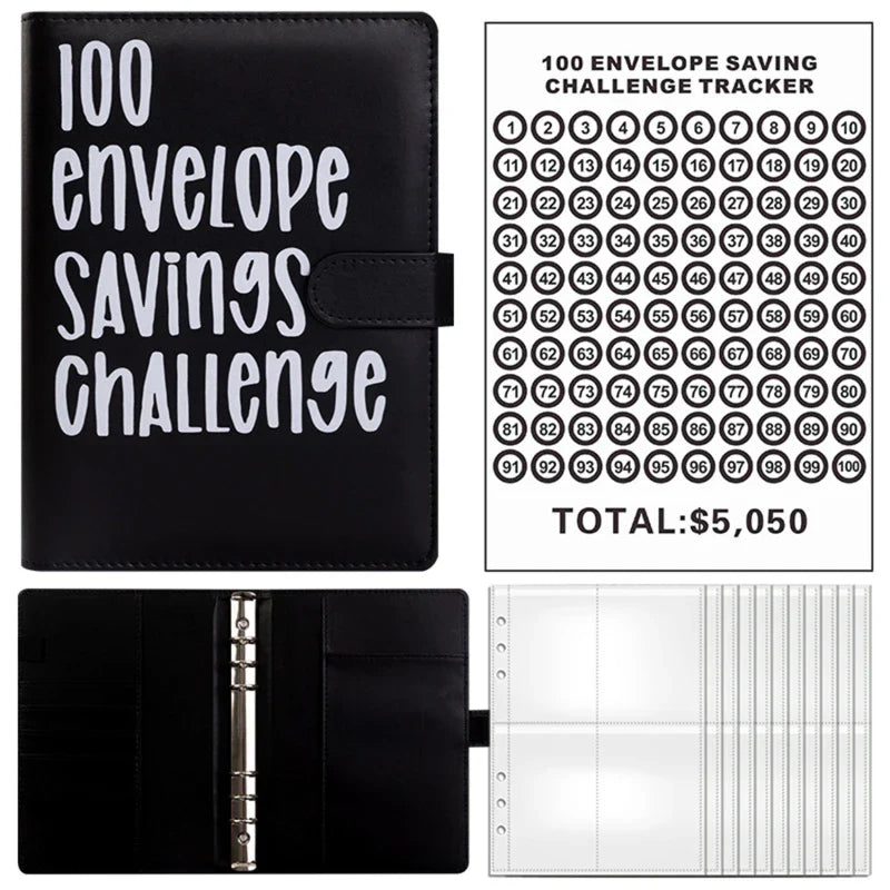 100 Envelope Challenge Binder – Savings Challenge Loose-Leaf Budget Binder with Cash Envelopes, Money Organizer System