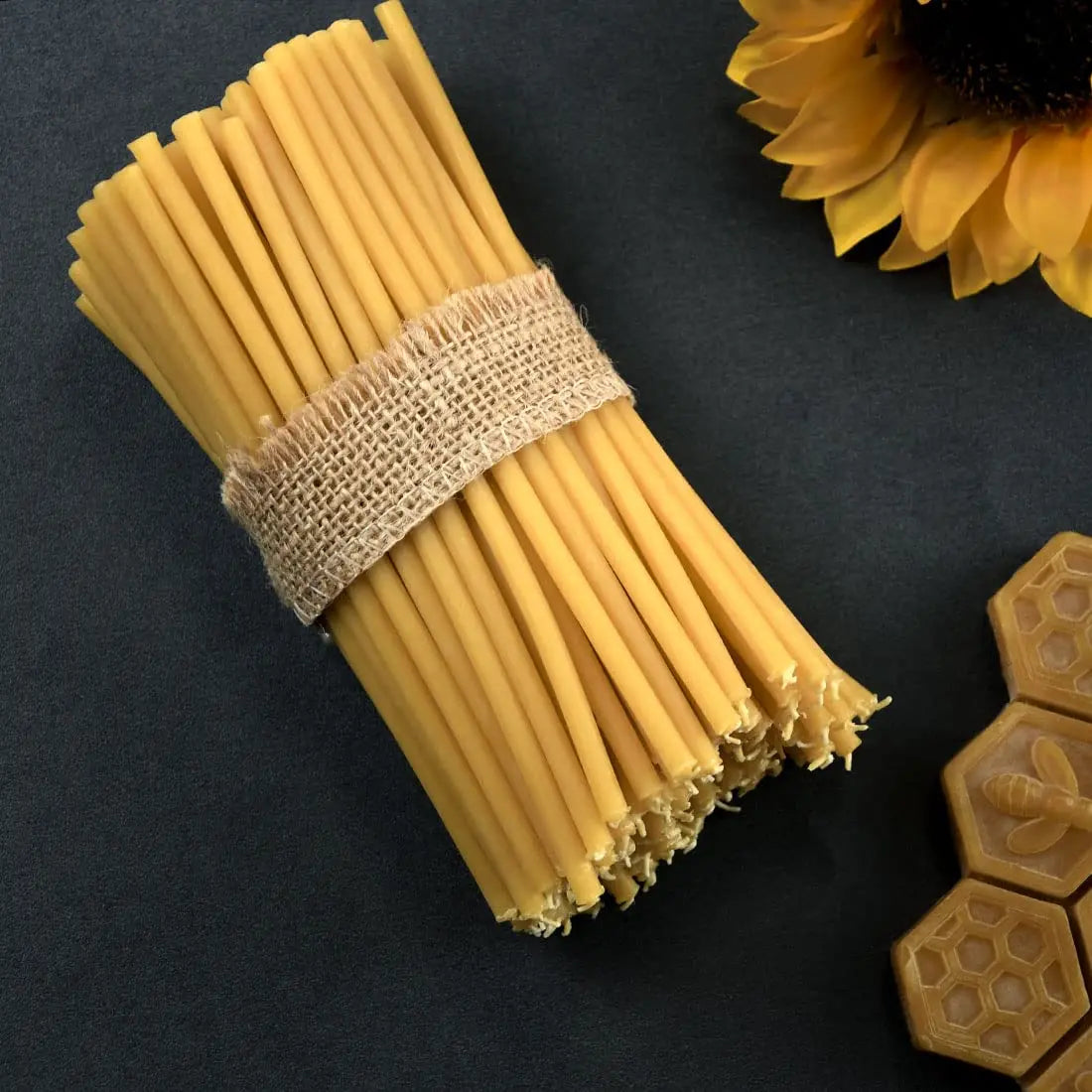 Beeswax Taper Candles — 50-500PCS Smokeless Honey Scented Candles for Church, Birthday, Christmas & Home