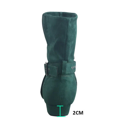 Wedopus Women’s Customized Heel Western Dance Boots – Black Suede Cowboy Shoes for Urban Dancing