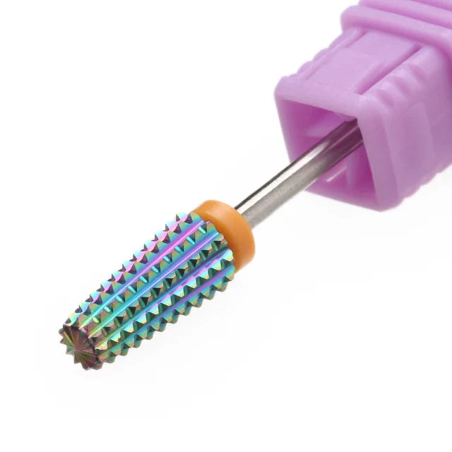 Purple 5-in-1 Tapered Carbide Nail Drill Bits - Milling Cutter for Manicure, Gel & Acrylic Removal, Nail Accessories Tool