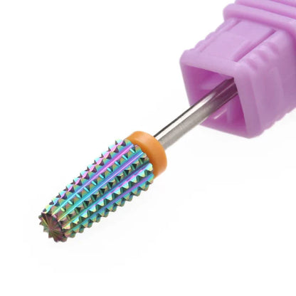 Purple 5-in-1 Tapered Carbide Nail Drill Bits - Milling Cutter for Manicure, Gel & Acrylic Removal, Nail Accessories Tool