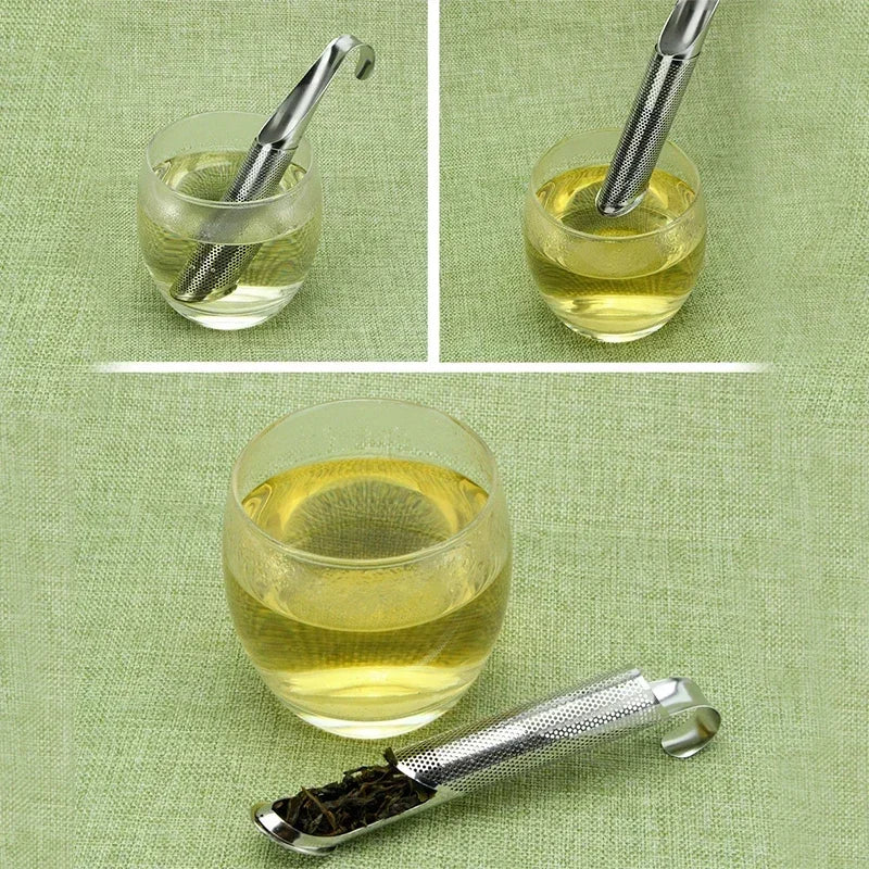 New Tea Strainer – Stainless Steel Infuser Pipe Design with Holder, Tea Spoon, and Filter for Perfect Brew