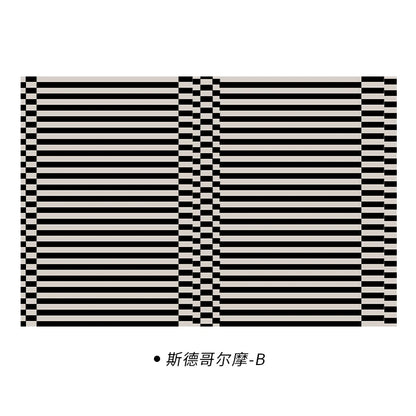 Light Luxury Black & White Plaid Rug — Fluffy Soft Carpet for Bedroom, Living Room, Study, and Home Decor