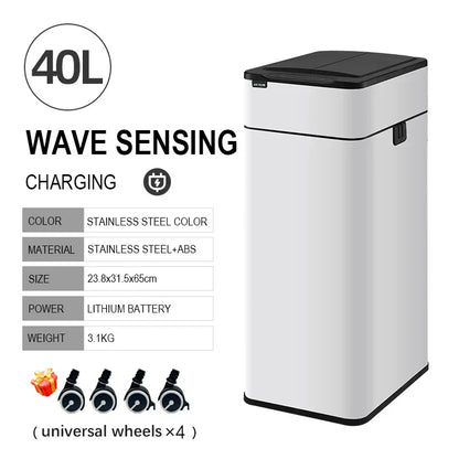 Smart Stainless Steel Trash Can – Automatic Wastebin for Kitchen & Home, 20-60L Large Capacity Garbage Bin