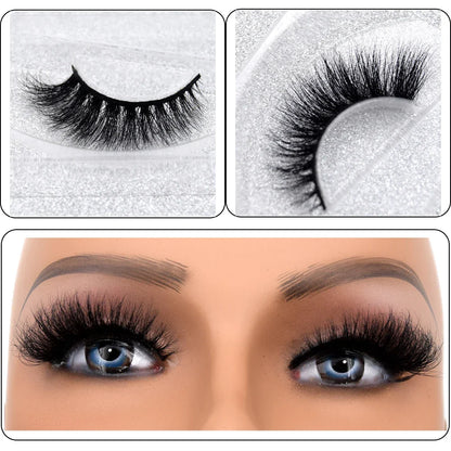 3D Real Mink False Eyelashes – Thick Handmade Strip Lashes with Glitter Packing for Makeup Beauty D101