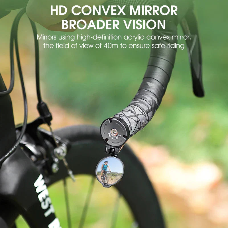WEST BIKING Adjustable Bicycle Rearview Mirror – Universal Convex Handlebar End Mirror for MTB & Road Bikes