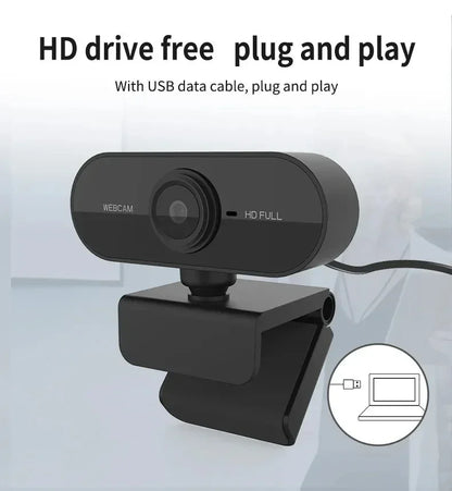 1080P HD USB Computer Camera – Built-In Microphone Web Cam for Work & Tripod Use