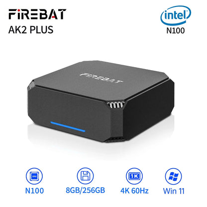 FIREBAT AK2 PLUS MiniPC Intel N100, 16GB RAM, 512GB SSD, Dual Band WiFi5, BT4.2, Desktop Gaming Computer