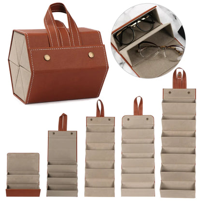 Multi-Slot Portable Glasses Organizer – 2 to 6 Slot Eyeglasses & Sunglasses Travel Storage Case