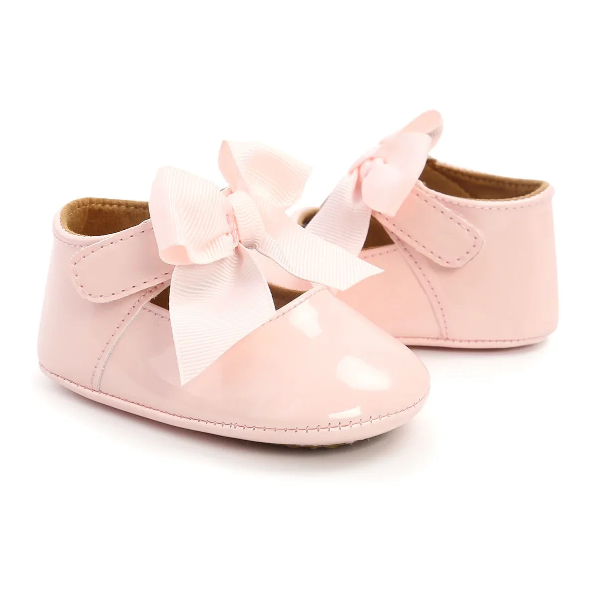 Meckior Baby Girl Shoes – Bowknot PU Ballet Slippers with Rubber Anti-Slip Sole, First Walker Toddler Crib Dress Shoes
