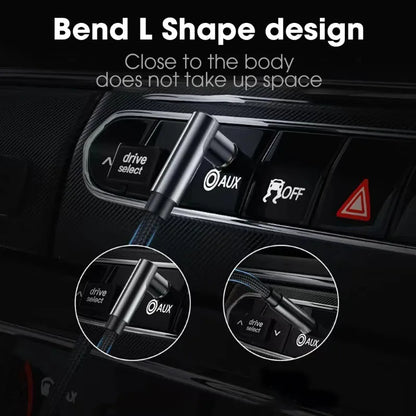 3.5mm 90° Elbow Male-to-Male Audio Cable — Speaker Aux Wire for Samsung Xiaomi MP3/4 Car Headphone Adapter Cord