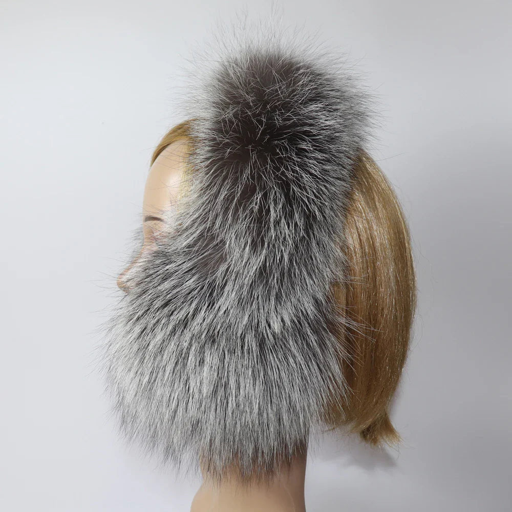 Real Fox & Raccoon Fur Earmuffs – Warm Winter Ear Warmer for Women and Girls, Plush Genuine Fur Accessory