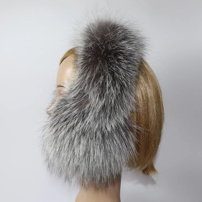 Real Fox & Raccoon Fur Earmuffs – Warm Winter Ear Warmer for Women and Girls, Plush Genuine Fur Accessory