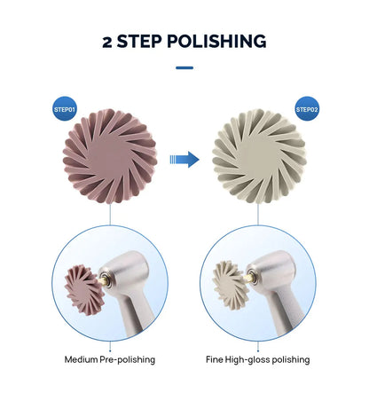 AZDENT Dental Composite Resin Polishing Disc Kit – Silicone & Diamond Wheel Burs, 2-Step Polishing