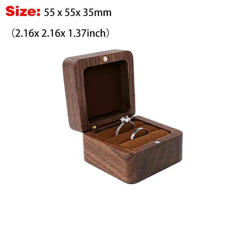 Personalized Walnut Wooden Ring Box - Custom Name Engagement & Wedding Anniversary Gift