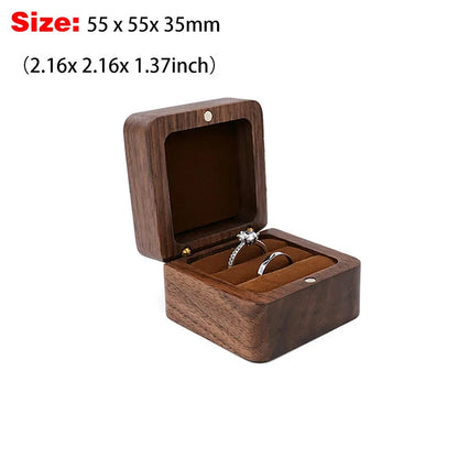 Personalized Walnut Wooden Ring Box - Custom Name Engagement & Wedding Anniversary Gift