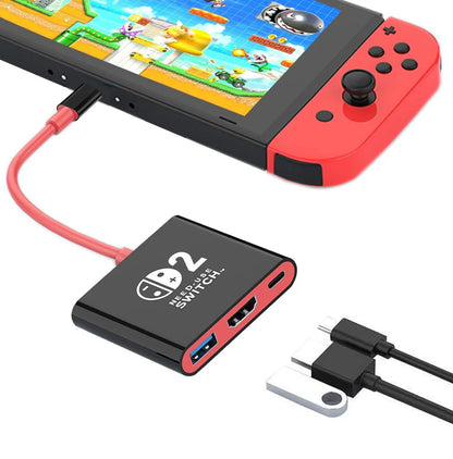 Switch 2 Dock HDMI 4K USB 3.0 Hub Adapter – Portable Docking Station & USB Splitter for NDS, Switch 2, Laptops, PC, iPad & MacBook